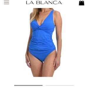 La Blanca Island Goddess Twist Front Tankini Top, size 10